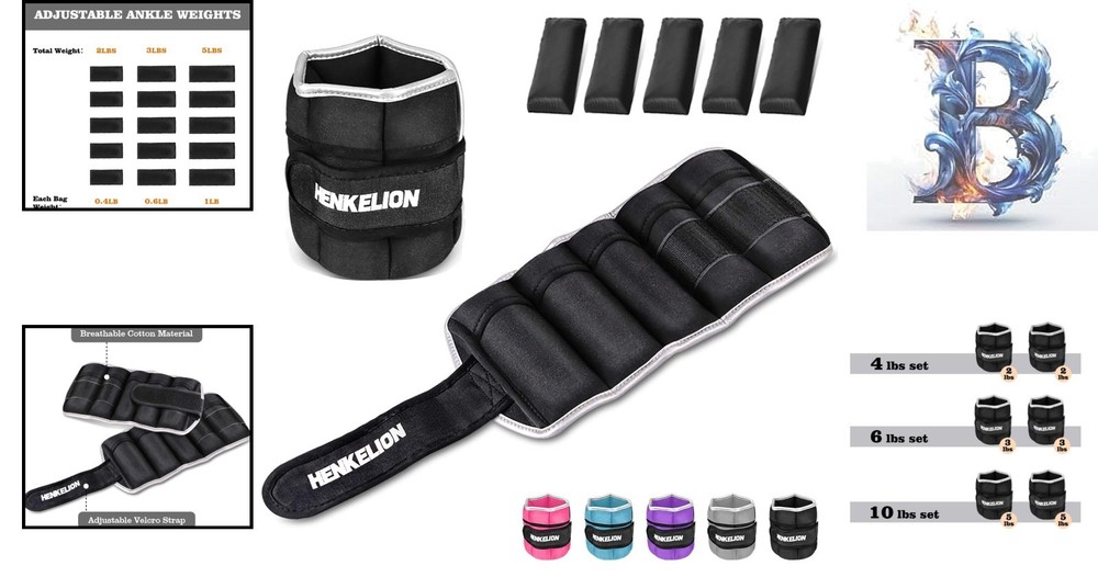 Comfortable Cotton Adjustable Ankle Weights - Improve Strength & Core Stability