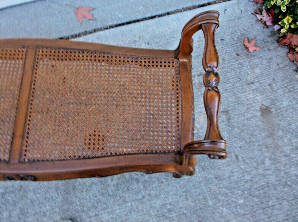 Cane Carved Bench w/Arms