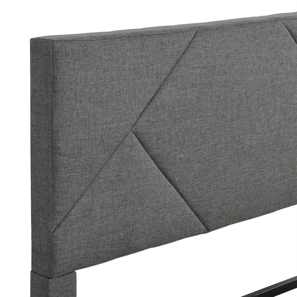 Queen Size Bed Frame Upholstered Platform Bed Frame w/ Upholstered Headboard US