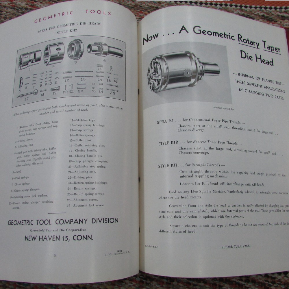 Geometric Tool Company Bulletins 1950's