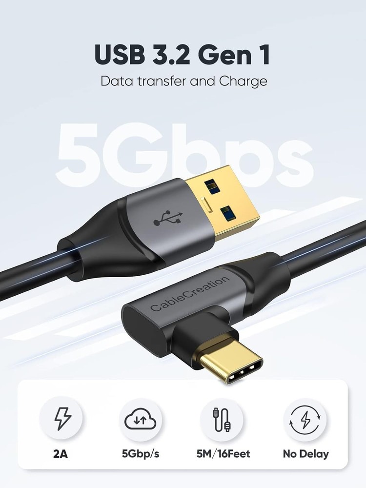 Durable 2-Pack 16FT USB 3.1 Link Cable for Effortless VR Movement and Enjoyment