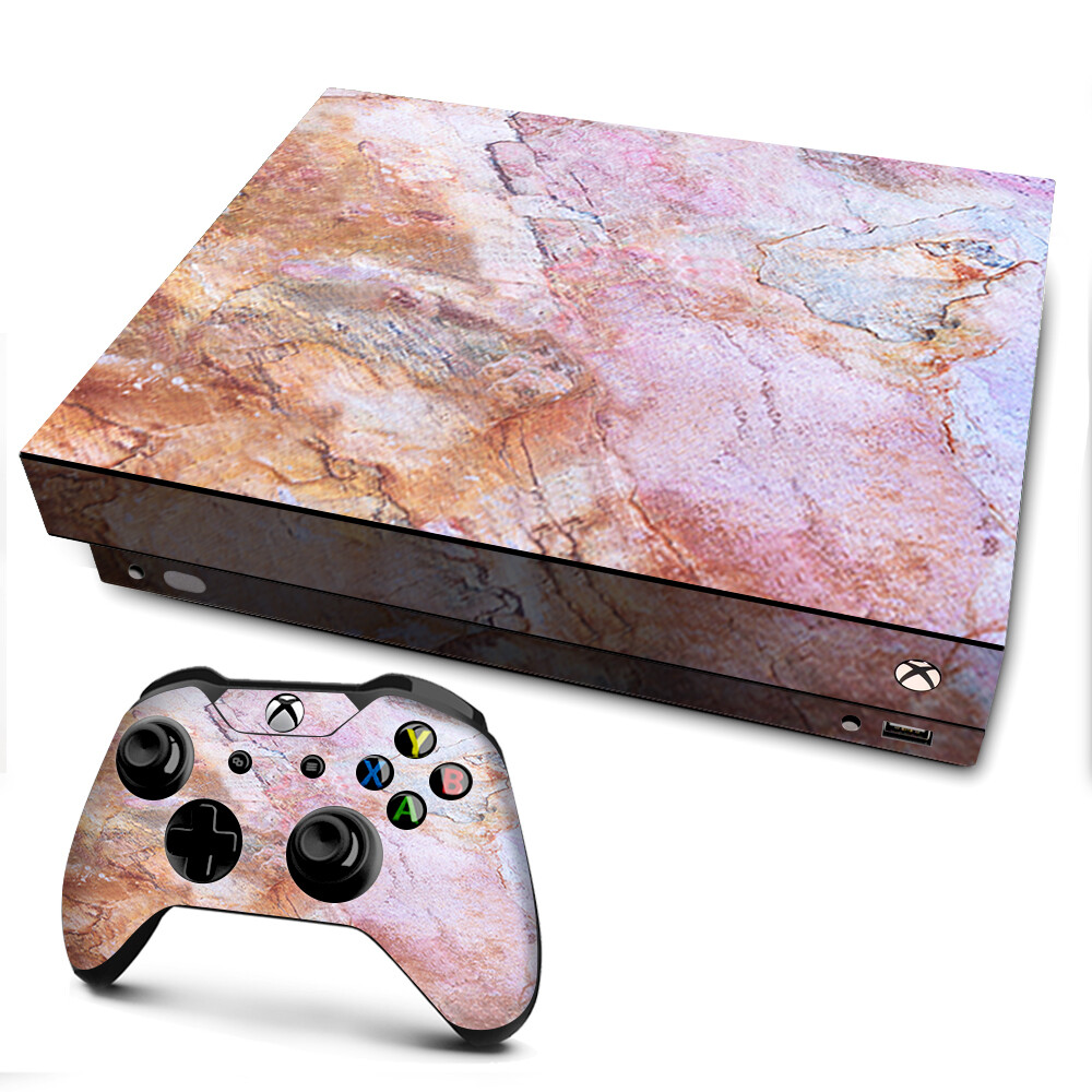 Xbox One X Console Skins Decal Wrap ONLY Rose Peach Pink Marble Pattern