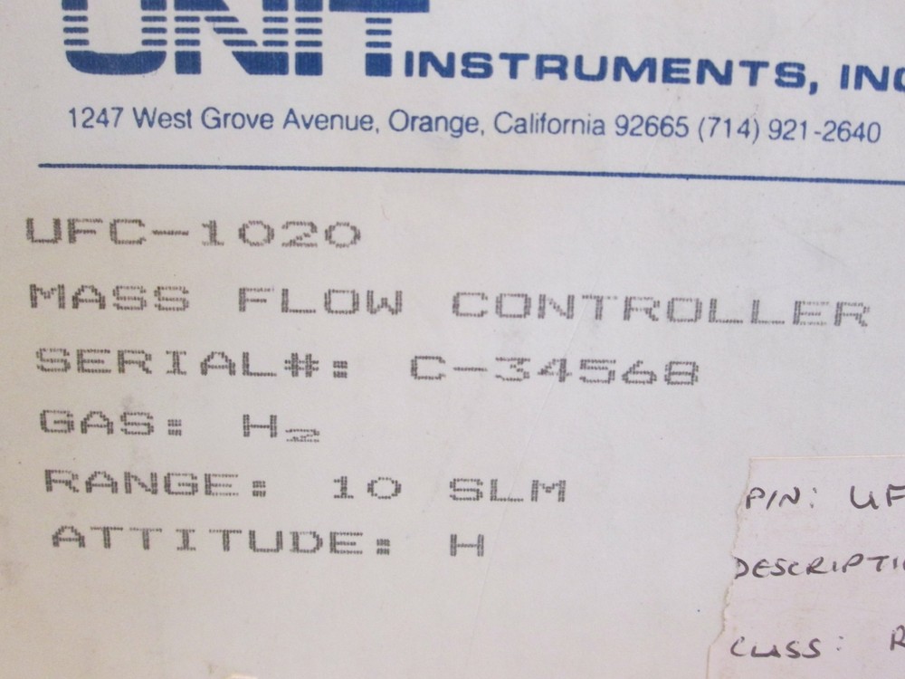 Unit UFC-1020 Mass Flow Controller MFC, H2, 10 SLM, New