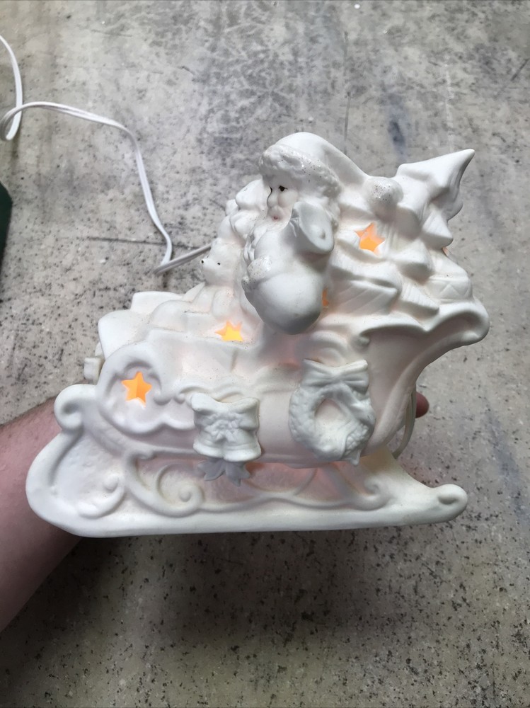 Lincolnshire Santa Sleigh Night Light Tabletop Ceramic - Switch Read - Fast Ship