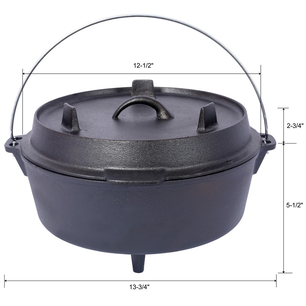 Dutch Oven Pot w/Lid 6 Quart Cast Iron Dutch oven Dual Function for Camping