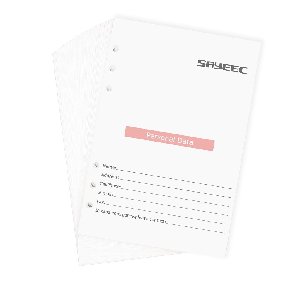SAYEEC A5 Refill Paper Loose Leaf Lined for Planner refillable paper