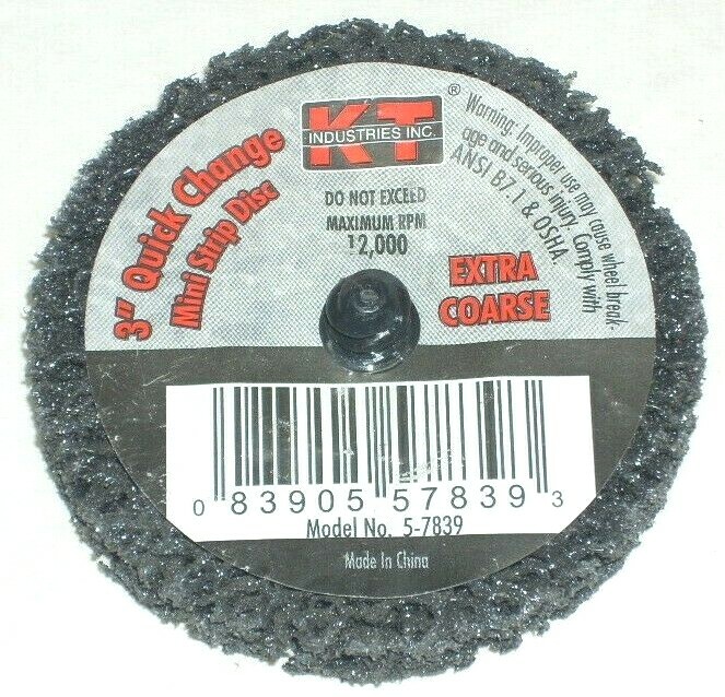 KT Industries 5-7839 Quick Change Mini Stripper Disc 3" Extra Coarse Abrasive