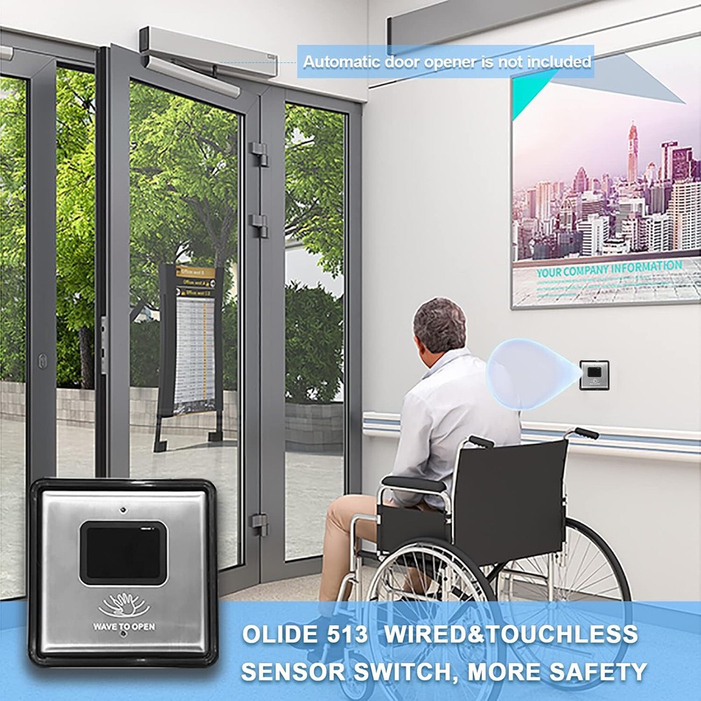 Olide Touchless Wired Wave Sensor to Open Switch for Automatic Door Opener