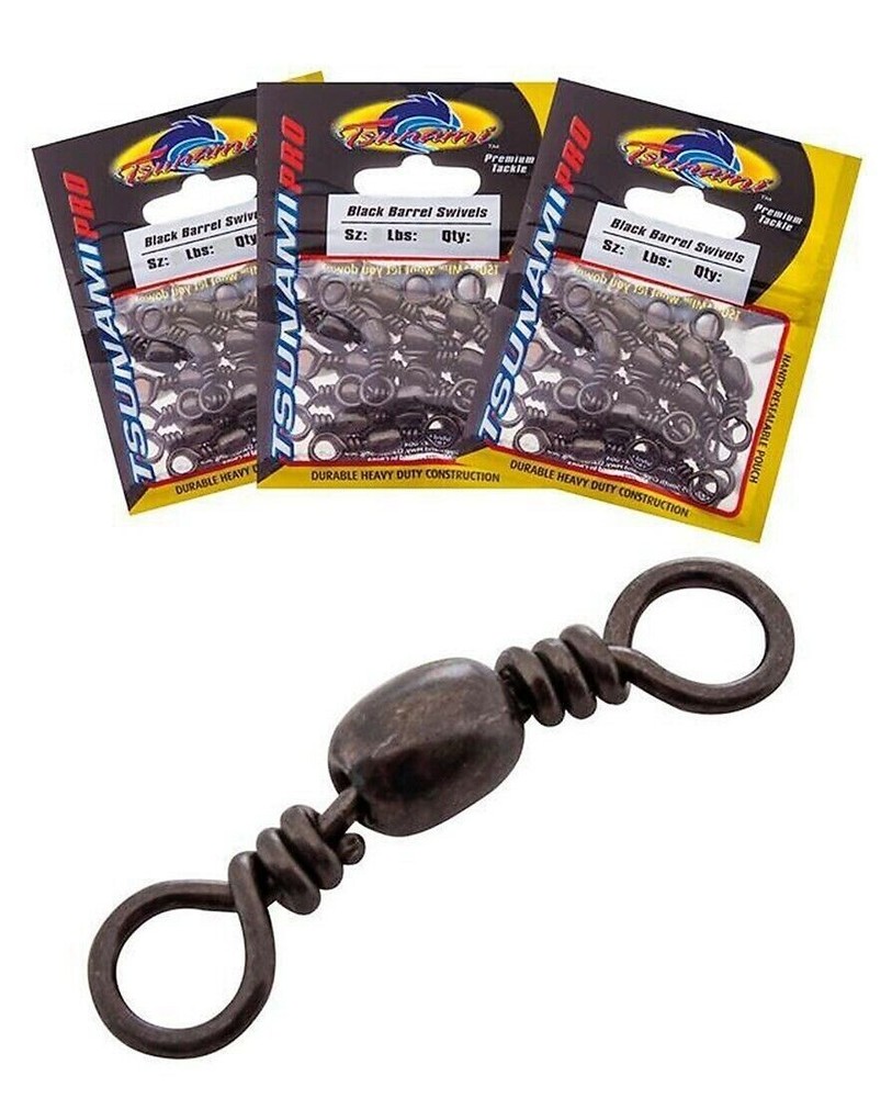 Tsunami Black Barrel Swivels size 14