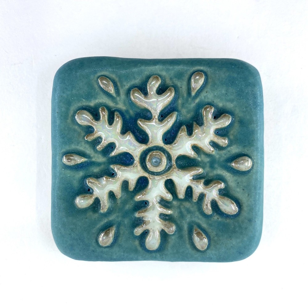 Snowdrop Snowflake 3x3" Ceramic Art Tile by Gretchen Kramp