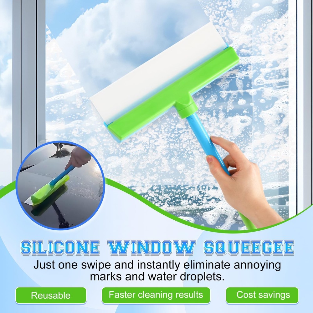 Window Cleaning Kit, Squeegee, Recyclable Silicone Green