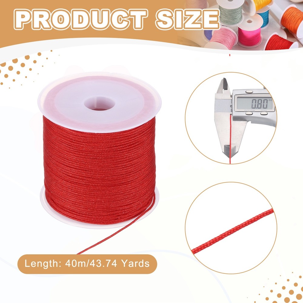 0.8mm Nylon String for Bracelets, 44 Yards Nylon Beading Thread(Red)