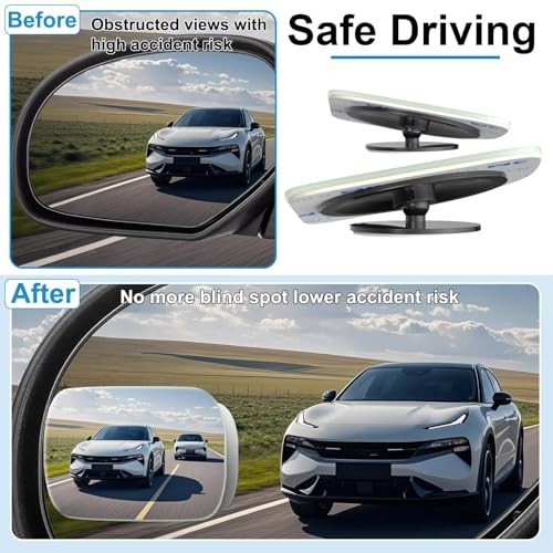 4 Pack Blind Spot Mirrors for Car—Frameless Side Mirror Rectangle—4pcs