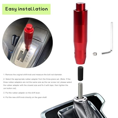 Automatic Shift Knob with Push Button, 5.7" Weighted Shifter Lever Handle Red