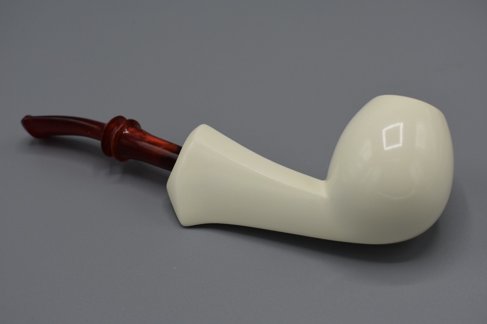 Fancy Smooth Egg Pipe New Block Meerschaum W Case#1211