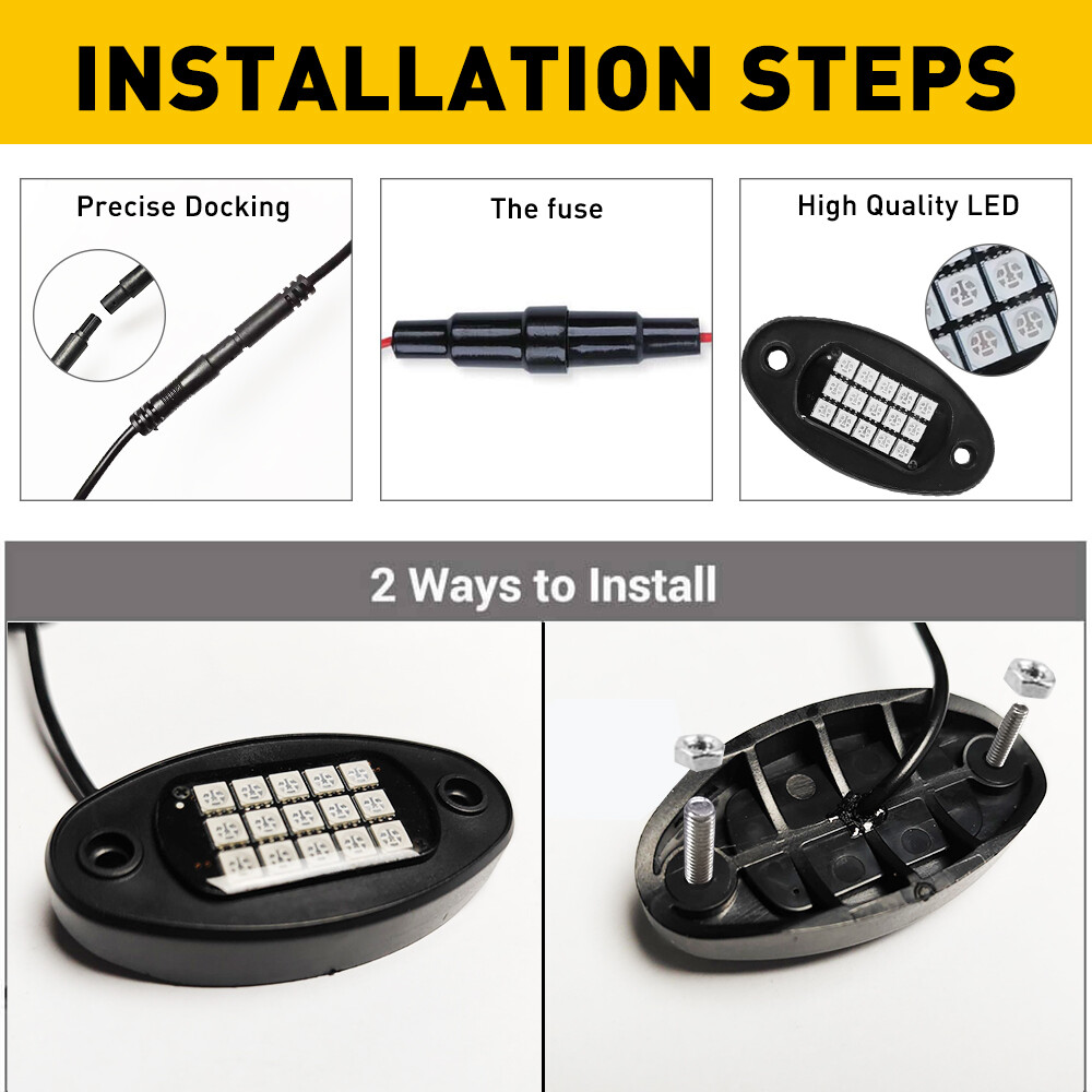 20 Pods RGB LED Rock Lights Kit Offroad Truck Underbody Neon Music Bluetooth APP