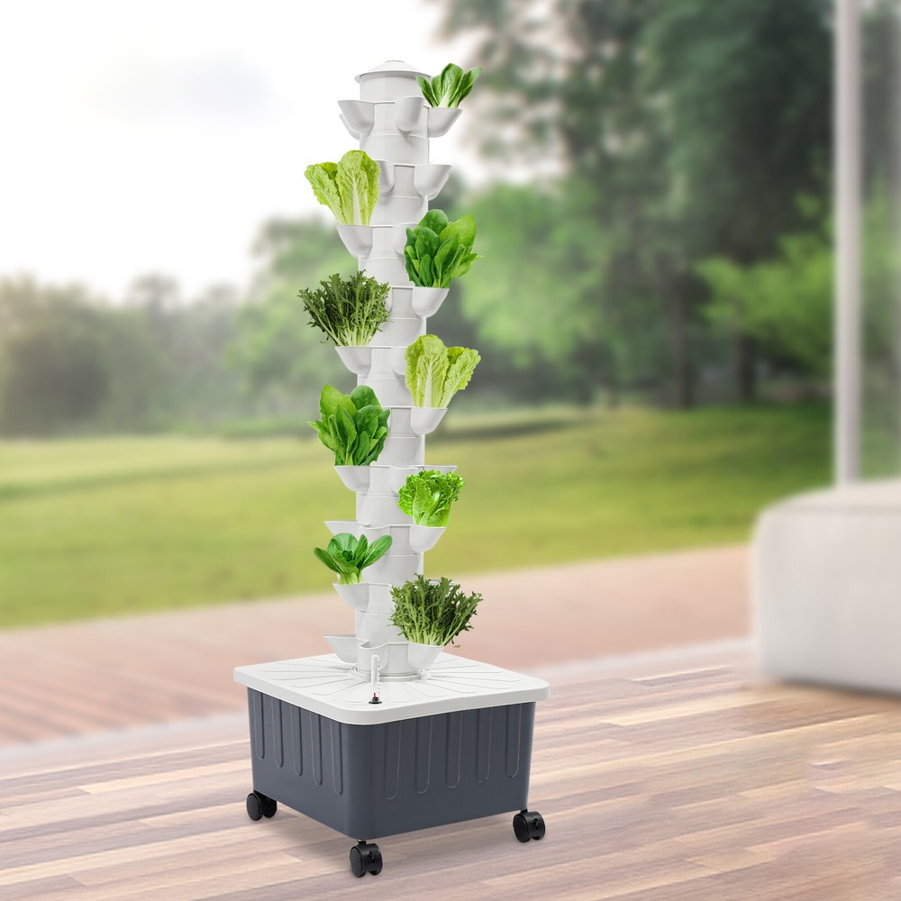 Hydroponics Growing System 50 Hole Tower Garden Kit & Pump for Vegetables Herbs