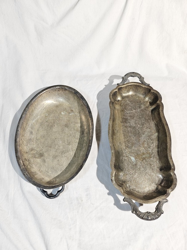 Silverplate Serving Tray Lot Decorative Trays with Handles 🔥