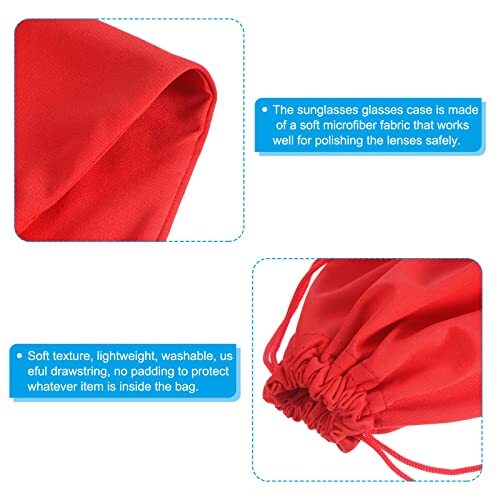 Ski Goggle Bag, Microfiber Snow Goggles Case Cover Soft Storage Sleeve Red
