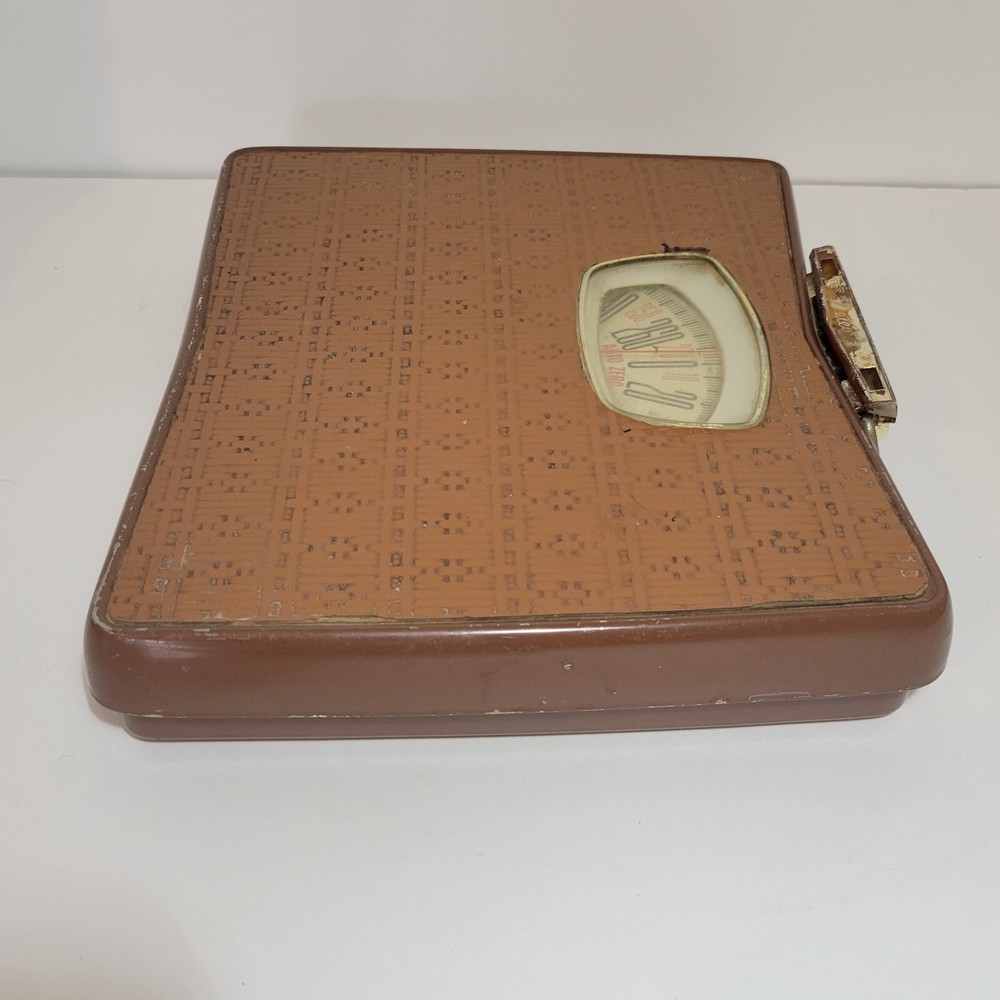 Vintage Bathroom Scale Auto Zero Detecto Works Brown W/ Handle