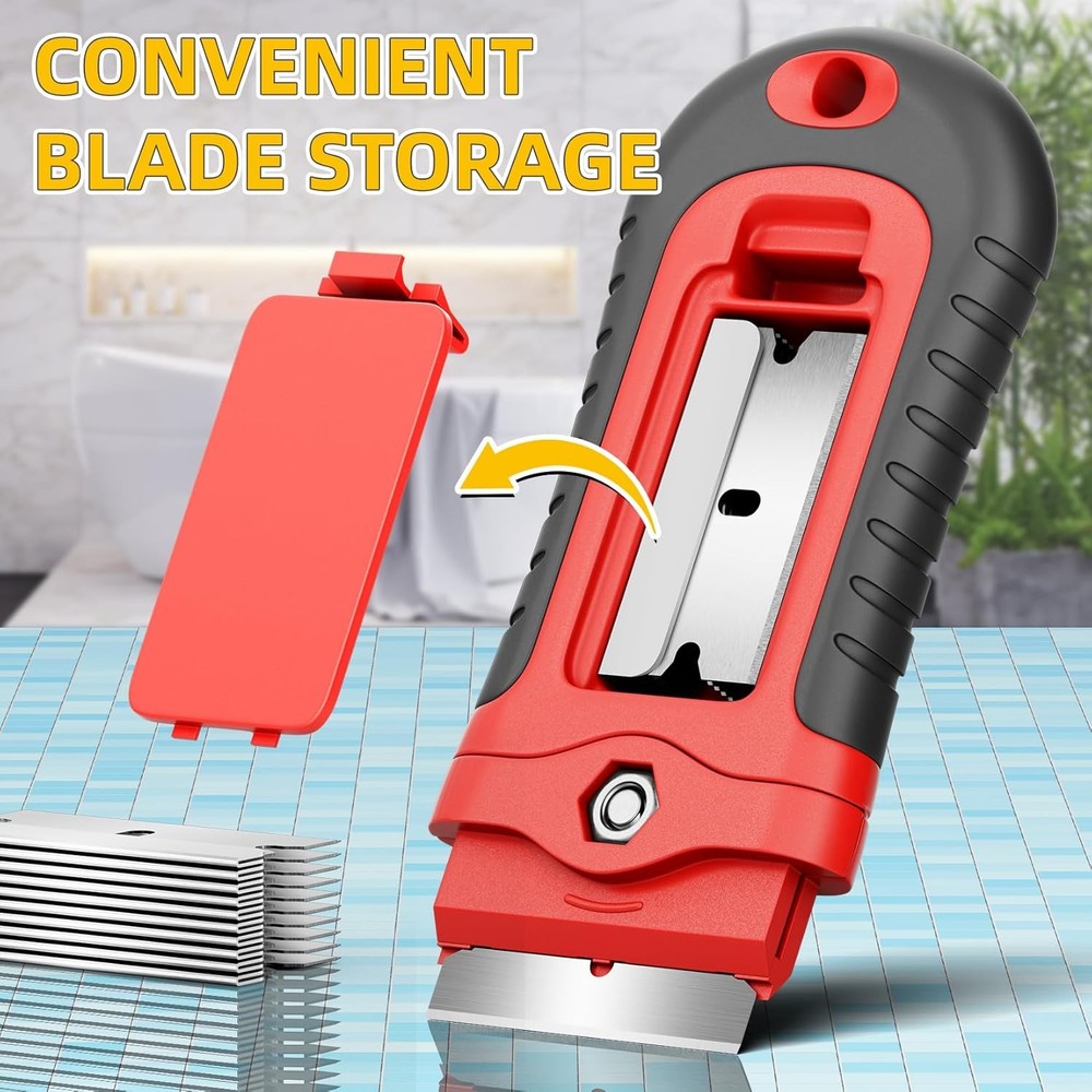 DIYSELF 1 Pack Razor Blade Scraper with 15 Extra Blades, Scraper Tool for Cleani