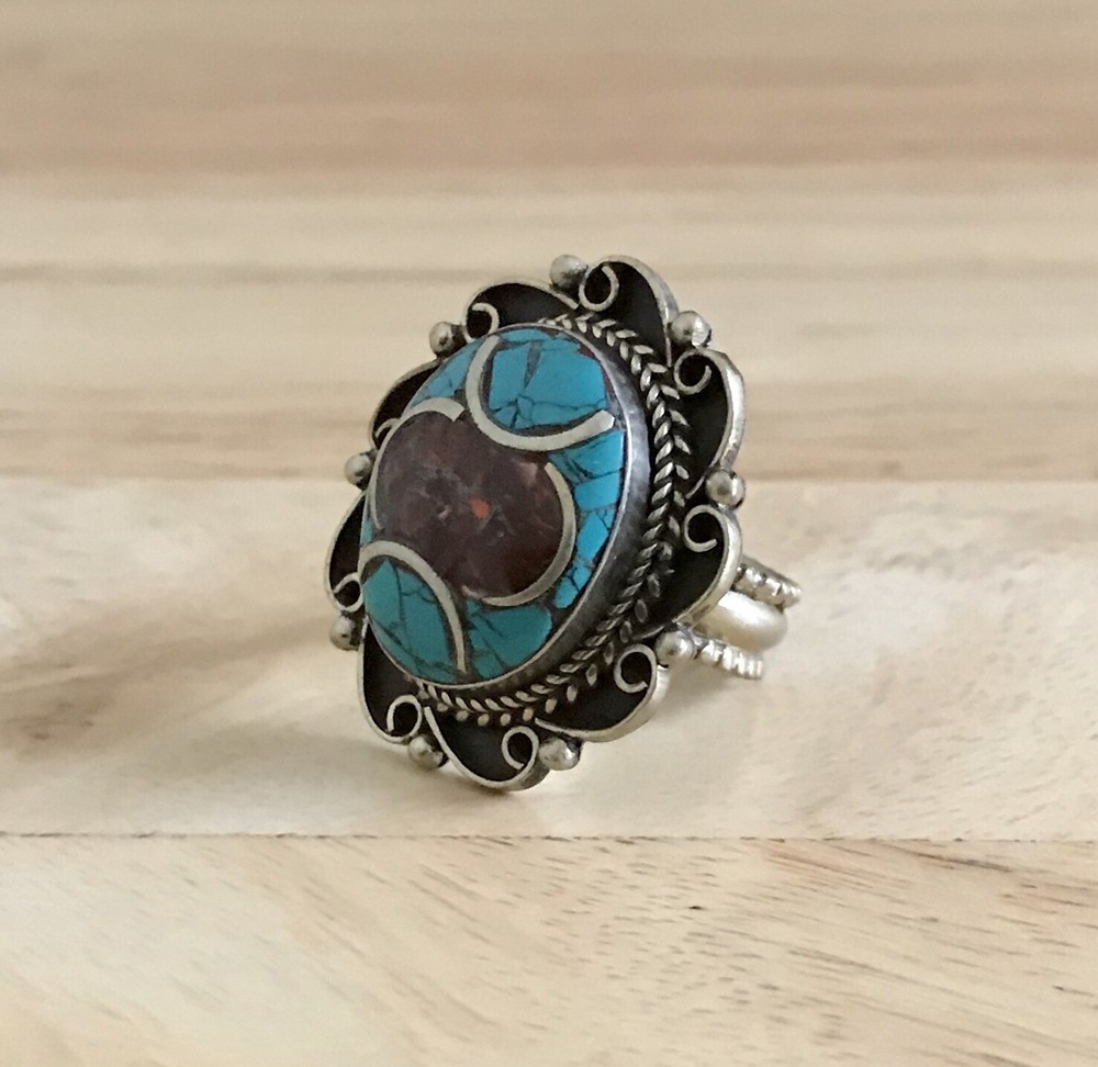 Turquoise Coral Ring