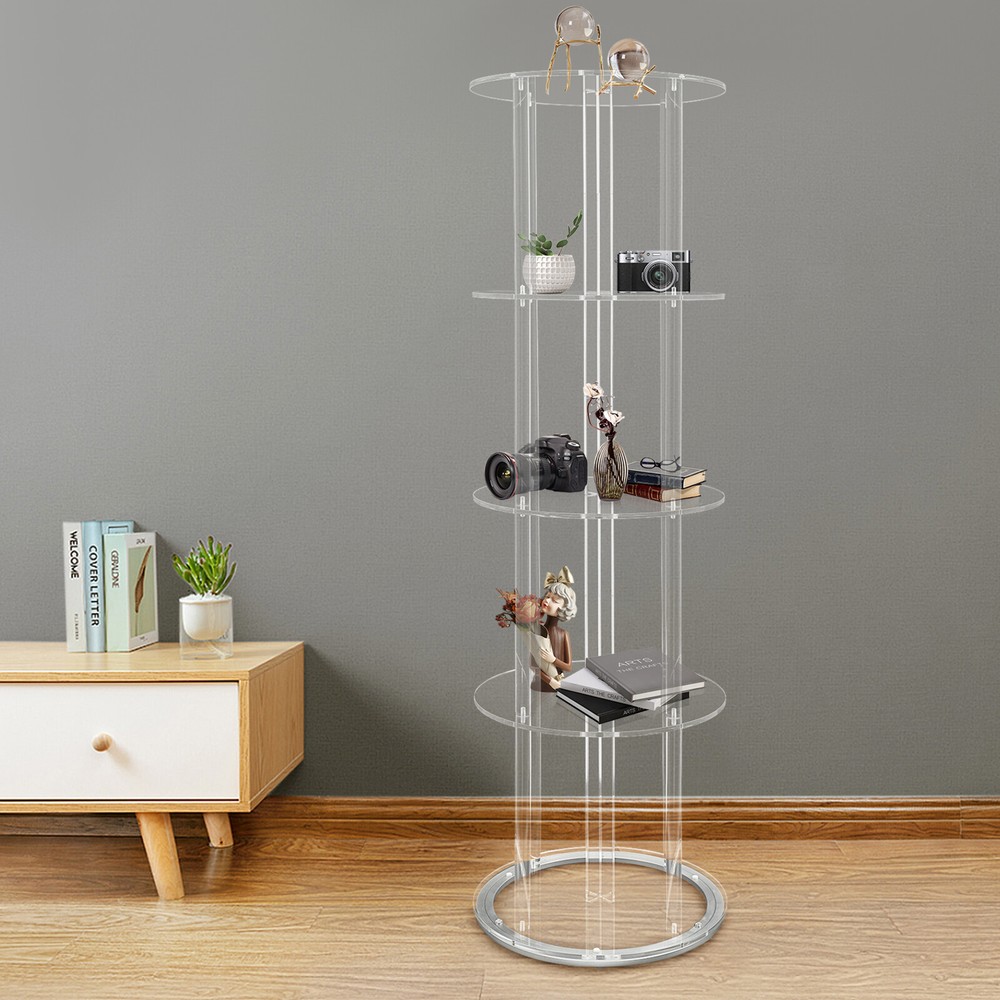 5-Tier Rotatable Acrylic Bookshelf – Stylish & Space-Saving Design