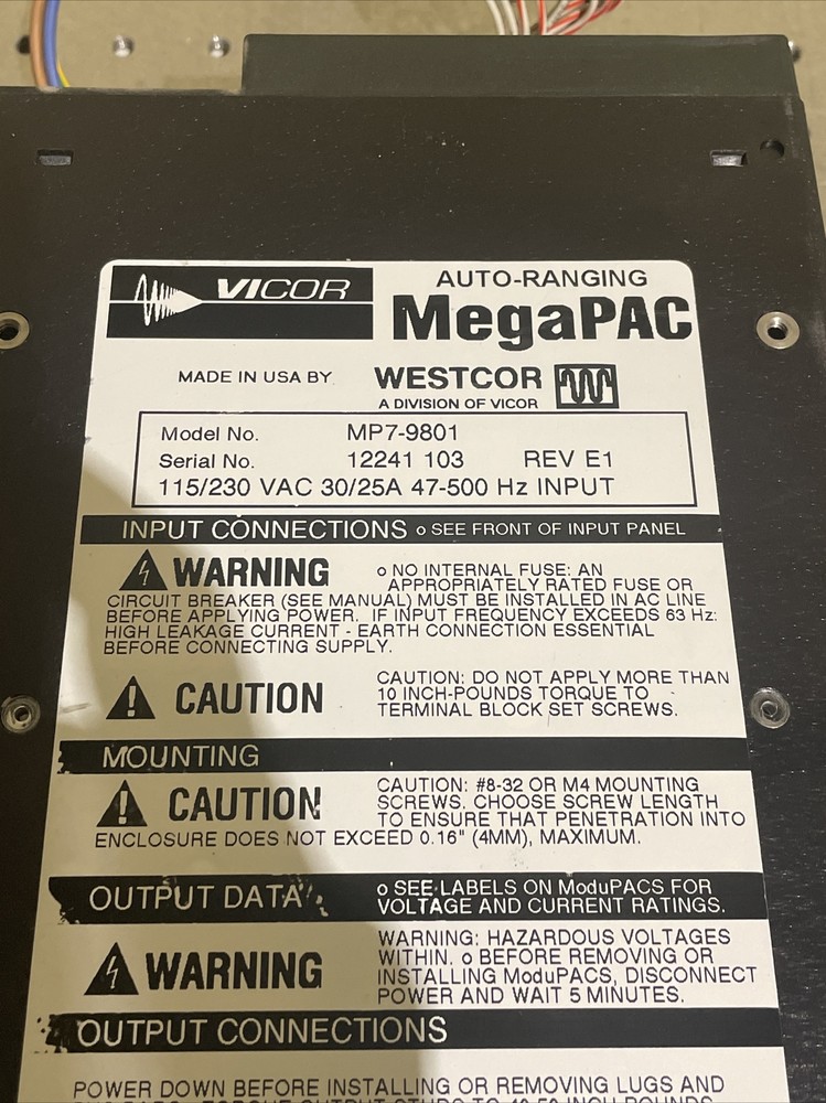 Vicor / Westcor Auto-Ranging MegaPac MP7-9801