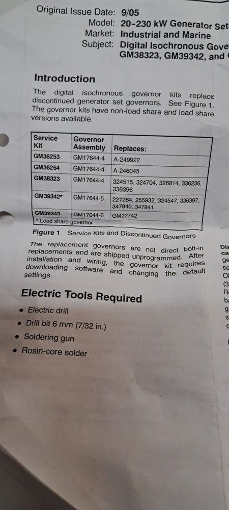 GM36254 Kit Governor conversion