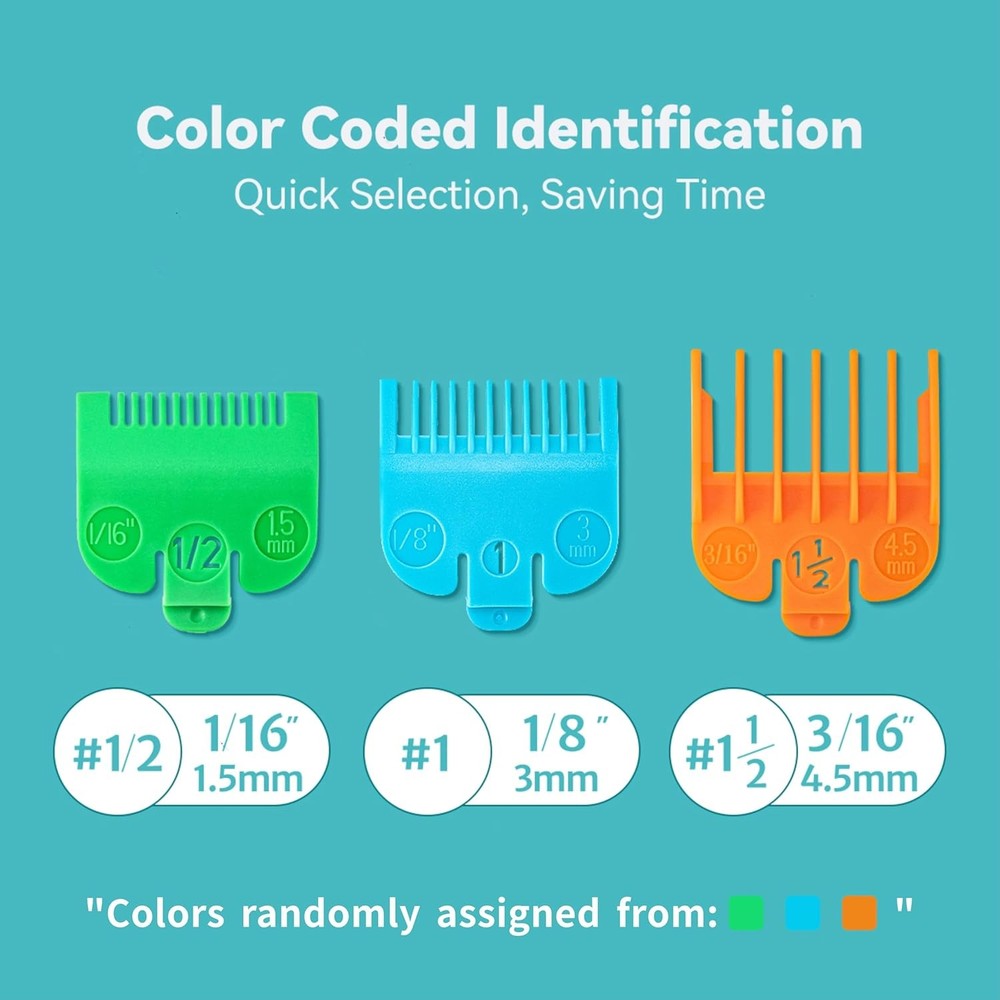 Clipper Guards Set Compatible with Most 3PCS without Magnet Clip, Multicolor