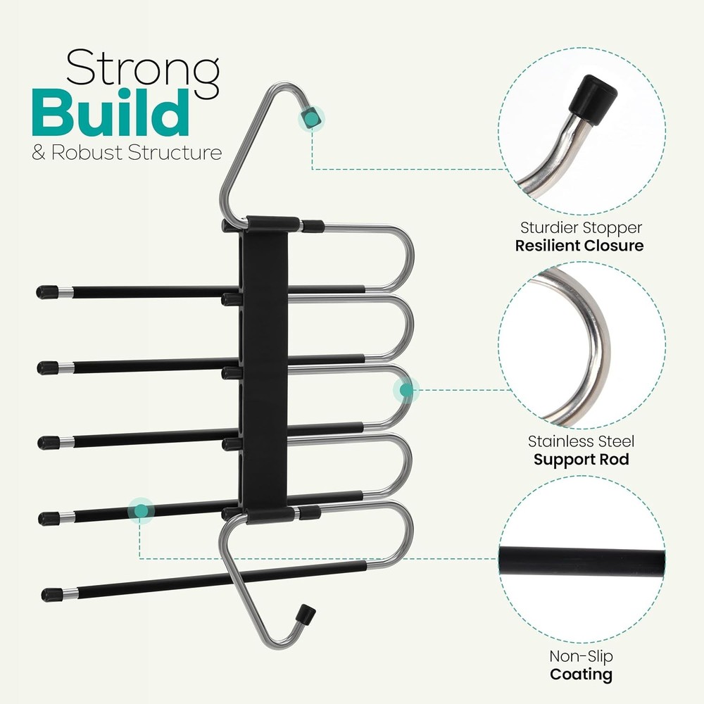 Utopia Home Pants Hangers Space Saving 2 Pack - of 2, Black