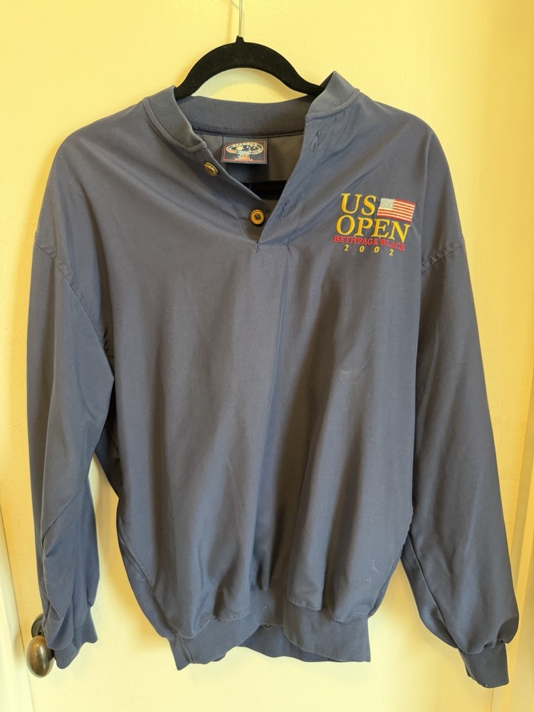 2002 US Open Golf Jacket Blue Size Small Bethpage Black Windbreaker