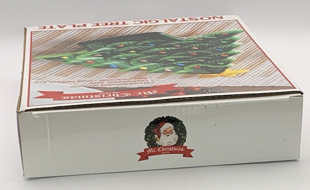 Mr. Christmas Nostalgic Tree Plate Ceramic Xmas Dish Open Box. Hand Painted