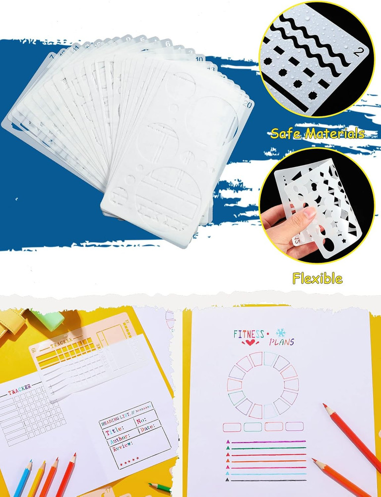 30 Pcs Journal Stencils Planner Plastic Ultimate Productivity Dot DIY Drawing Te
