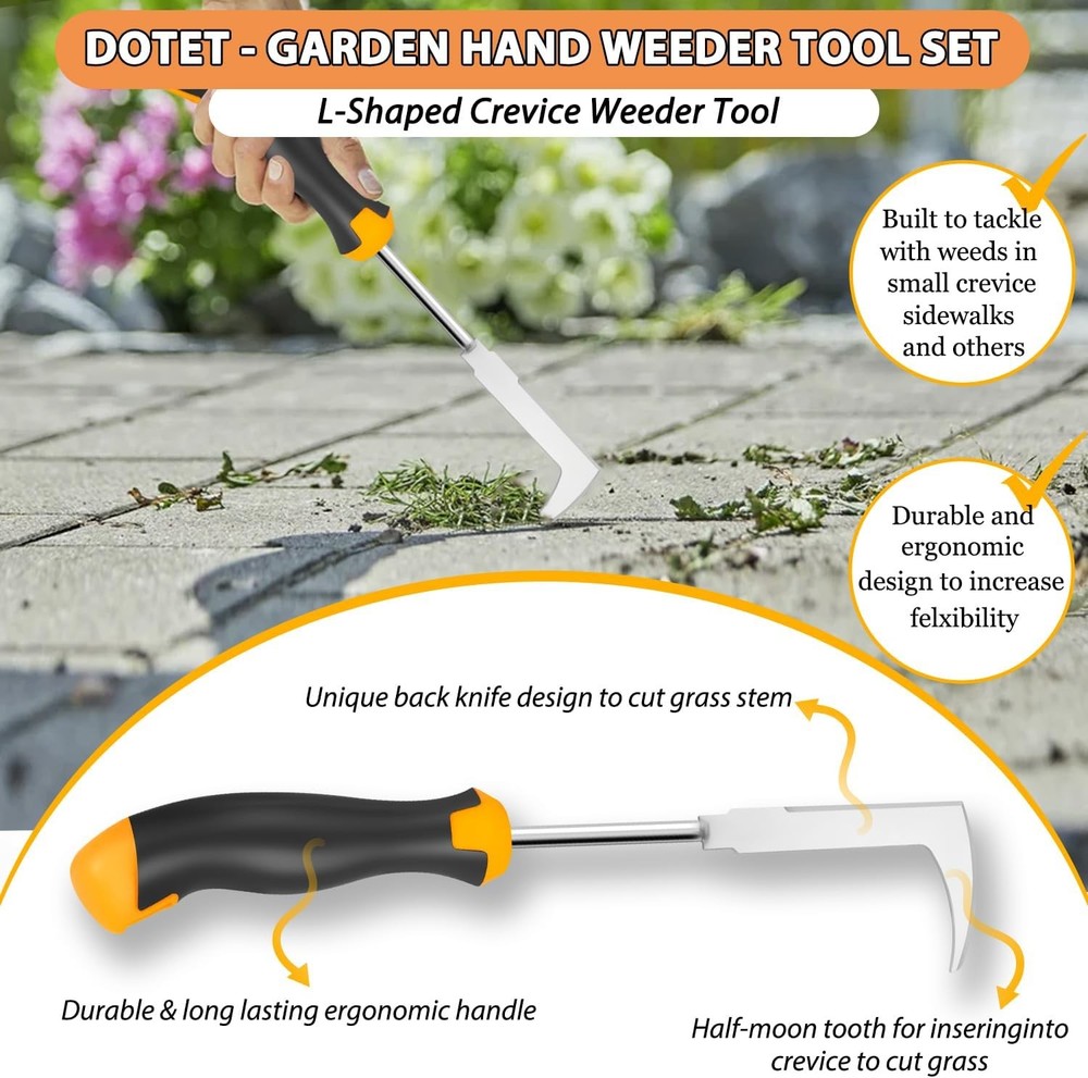Garden Uprooting Weeding Tools - 3 Pack Hand Held Weeder Puller Tool Set, Rubber