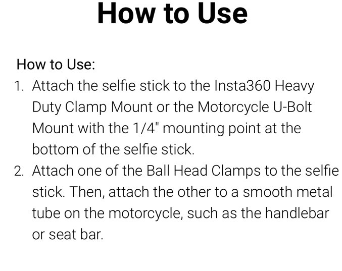 Original Insta360 Motorcycle Selfie Stick Support Clamp