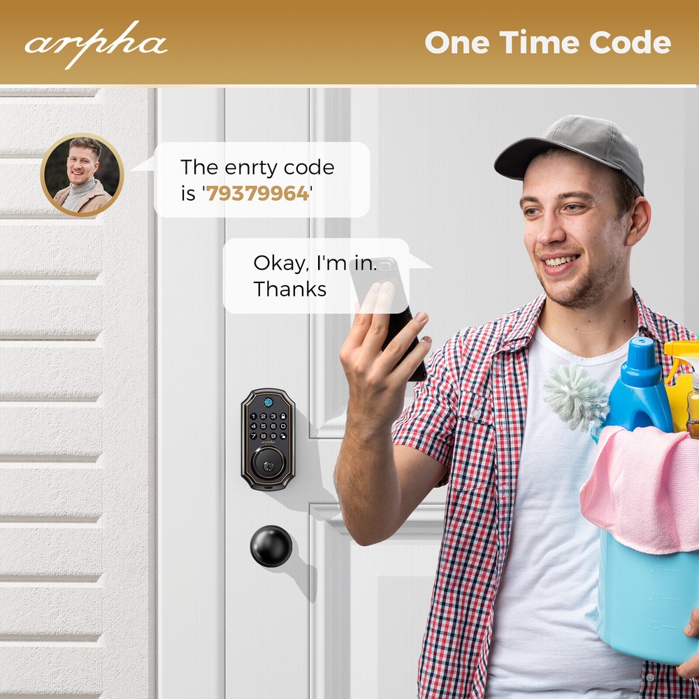 ARPHA Keyless Fingerprint Smart Door Lock Auto Lock Deadbolt APP+Handle Keypad