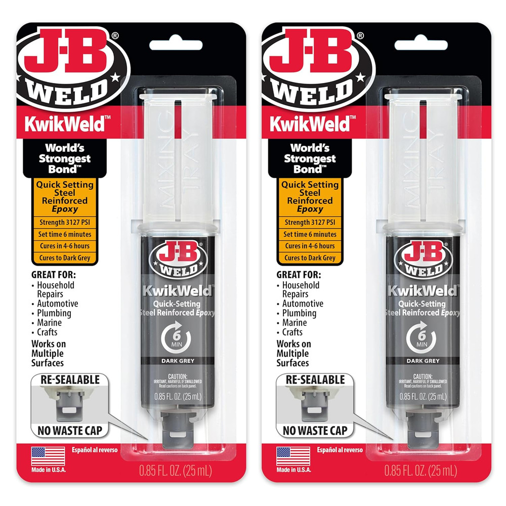 6 Minute Set Epoxy Kwikweld, High Strength, Waterproof, 2 Pack, Dark Grey, 50176