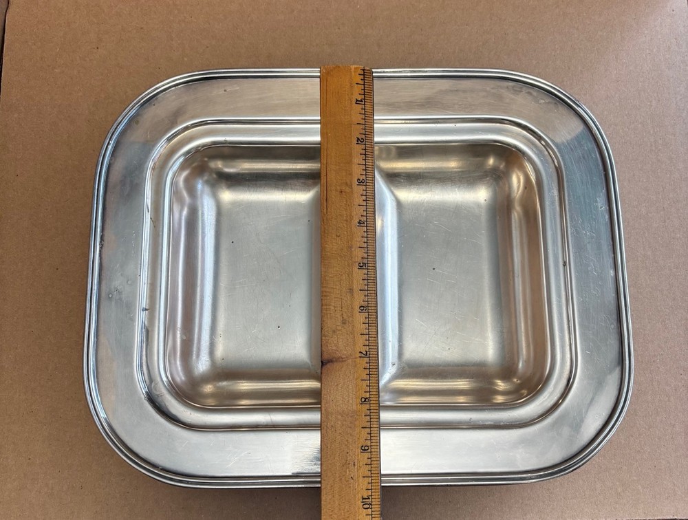 Silver Plated Metal Dish with 2 Rectangular Divided Compartments