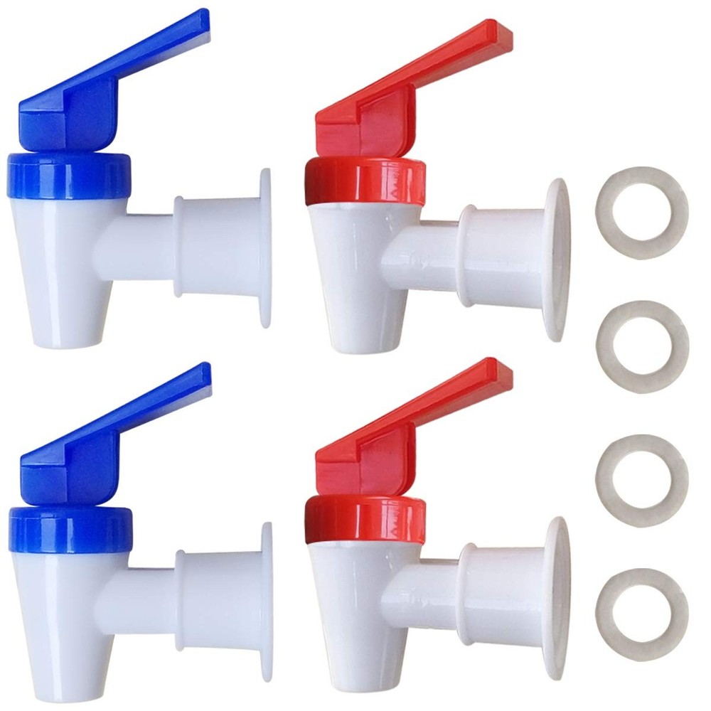 Cooler Faucet - 2 Blue and 2 Red Water Dispenser Tap Set - Internal Thread Pl...