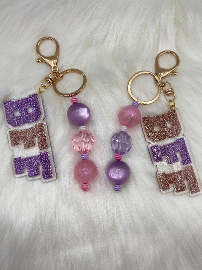 Pair of BFF Keychains with Bubblegum Beads