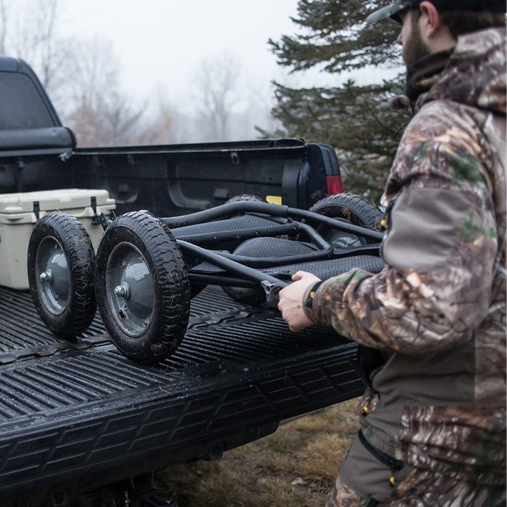 Hawk Crawler Capacity Foldable Multi Use Deer Game Recovery Cart, Black (2 Pack)