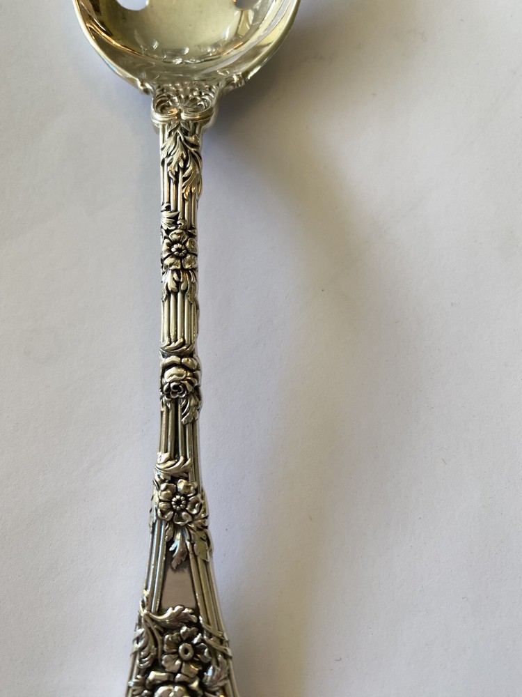 Gorham sterling Silver Dauphin Pierced Serving Spoon 8 3/8”