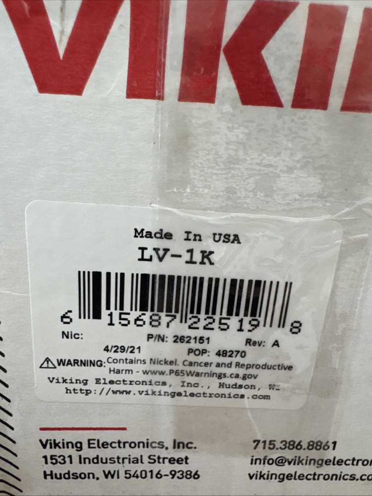 Viking Electronics LV-1K Line Verification Panel With Key Switch New Sealed