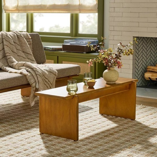 Dual Purpose 44" Bench / Coffee Table Rectangle Shape Plywood Frame