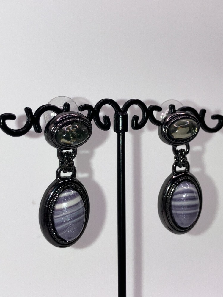 Purple Marbled Drop 1 Inch Earrings!