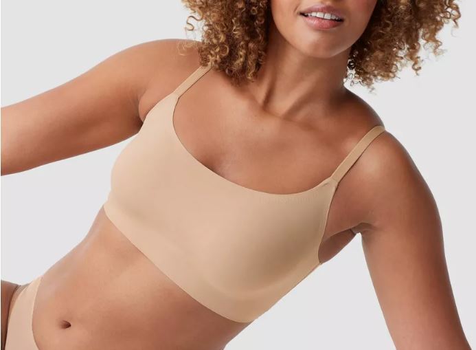 True & Co True Everybody Beige Adjustable Strap Scoop Neck Wireless Bra