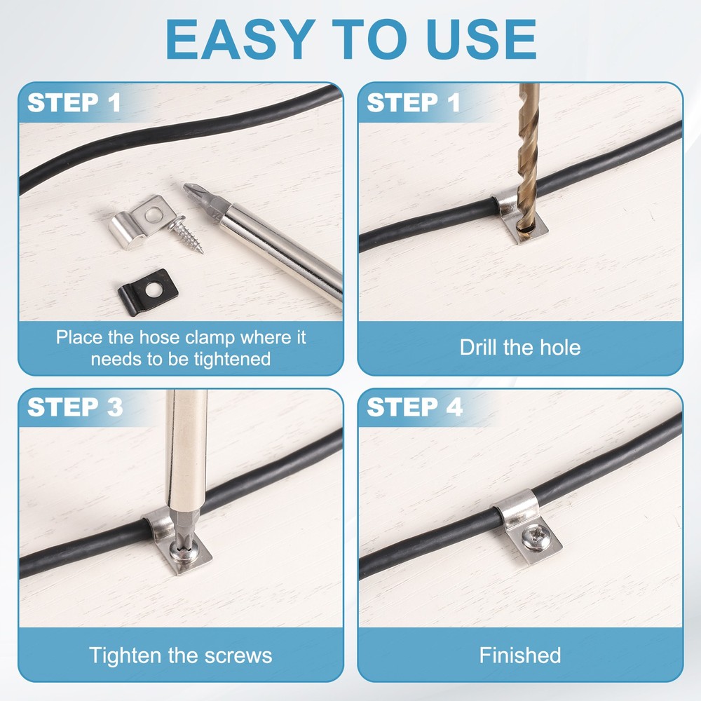30Pcs 5mm(3/16") One Hole Rigid Pipe Strap with Screws, Silver