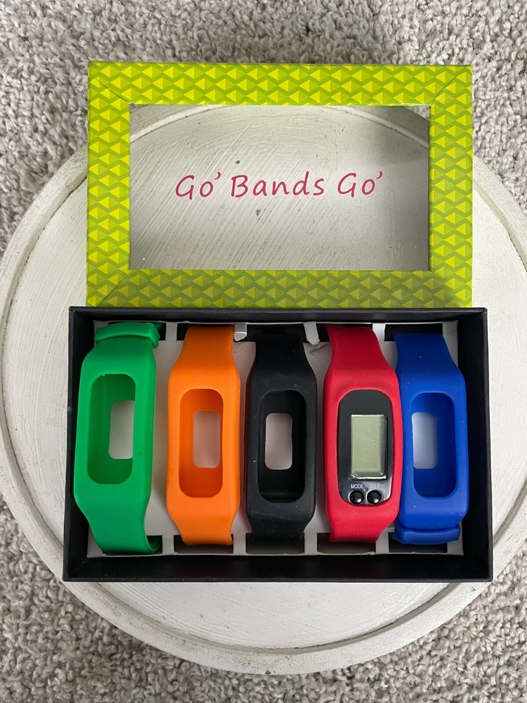 Go Bands Go Pedometer Watch Steps Counter Interchangeable 5 Bands Multicolor