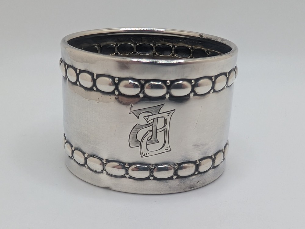 Antique German 835 Silver Napkin Ring "AA" or "EE" initials engraving